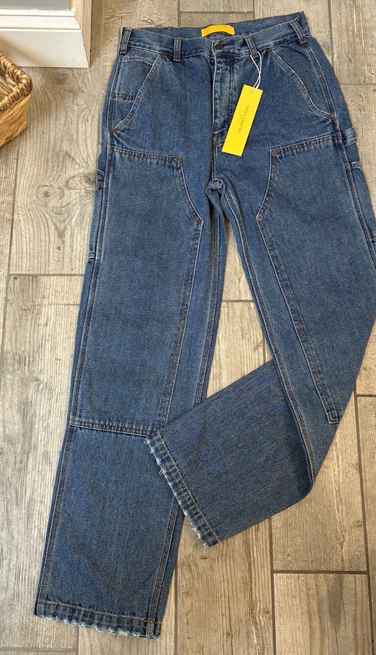 NWT Yellow Label Co. Blue Denim Cargo Utility Jeans size 31 (Measures 29×30)